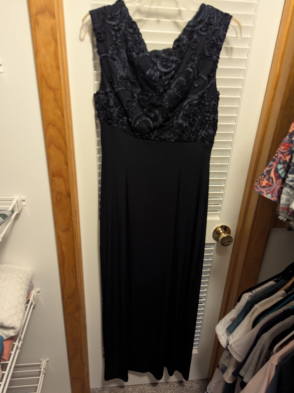 Elegant Black Embroidered V-Neck Maxi Dress